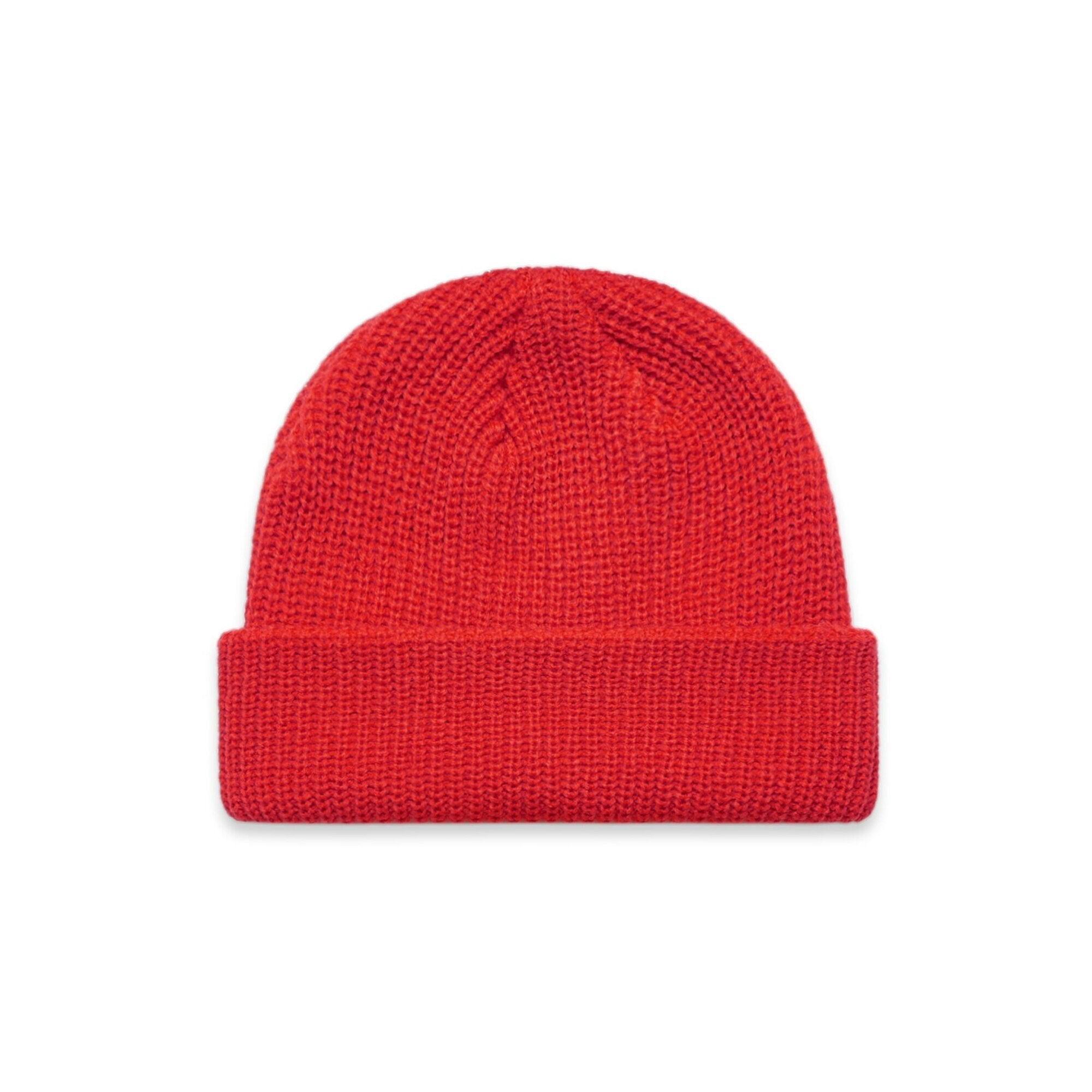 red heavy-knit beanie