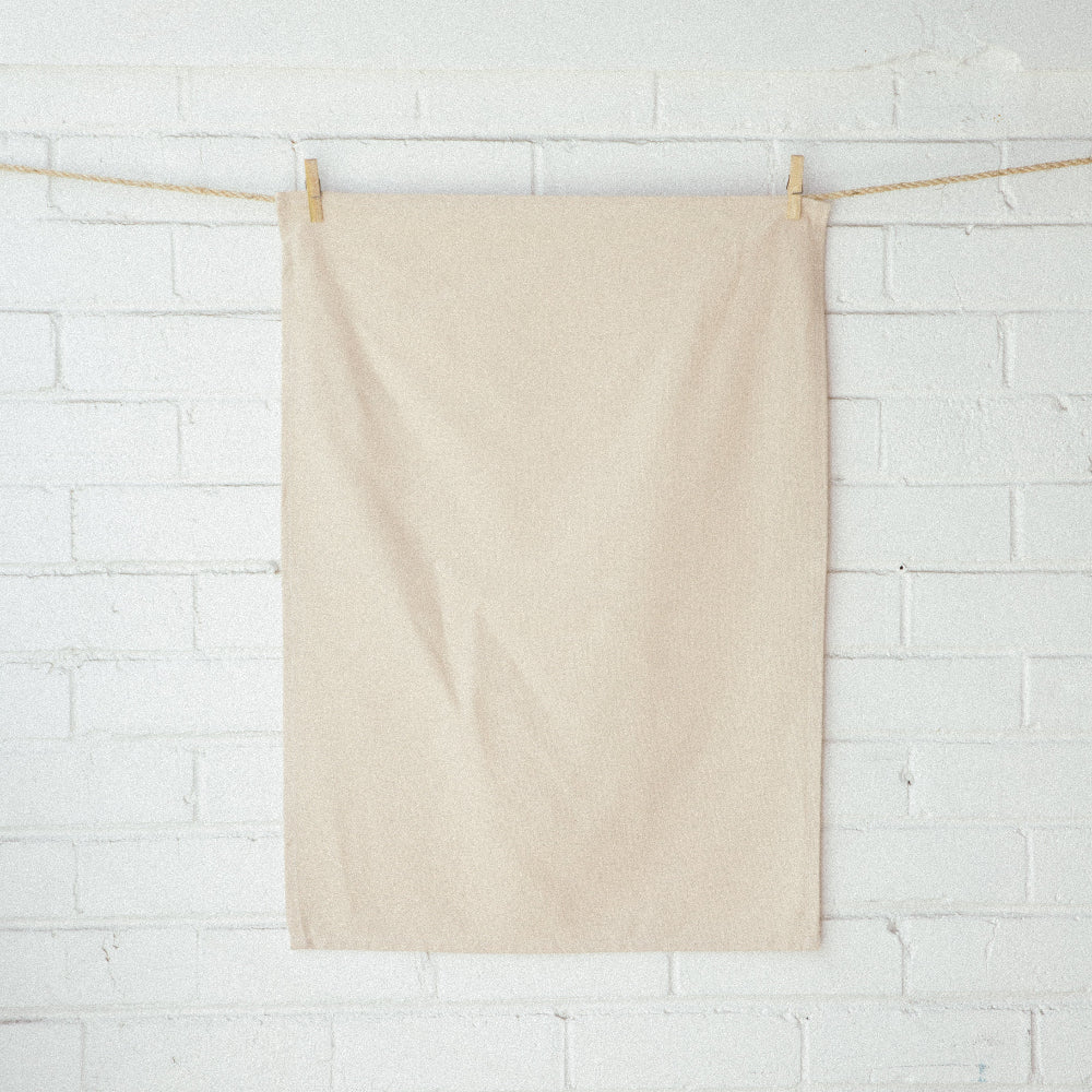 PR Organic Cotton Tea Towel | Natural + White - Custom Clothing | T Shirt Printing | Embroidery | Screen Printing | Print Room NZ