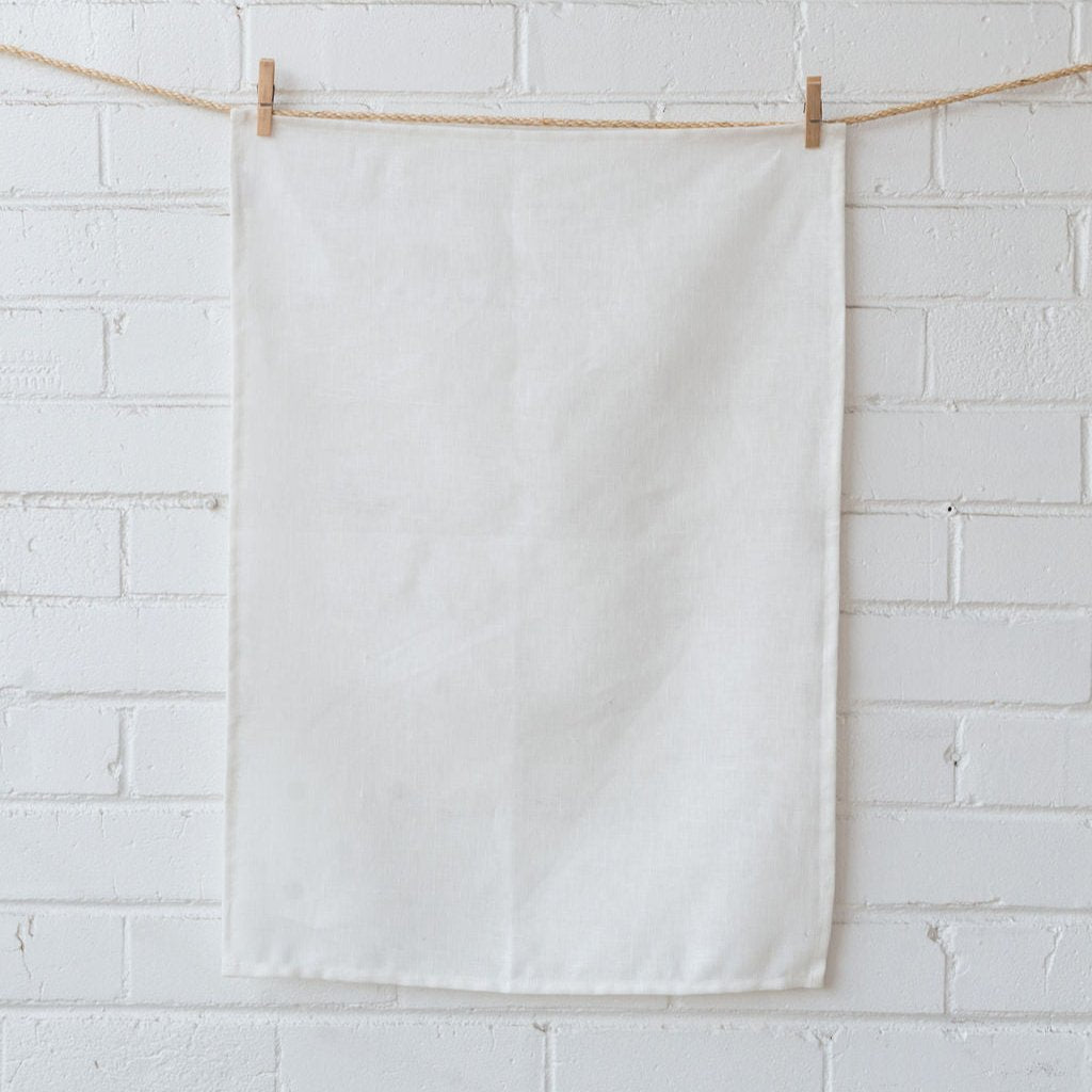 PR 100% Linen Tea Towel | White