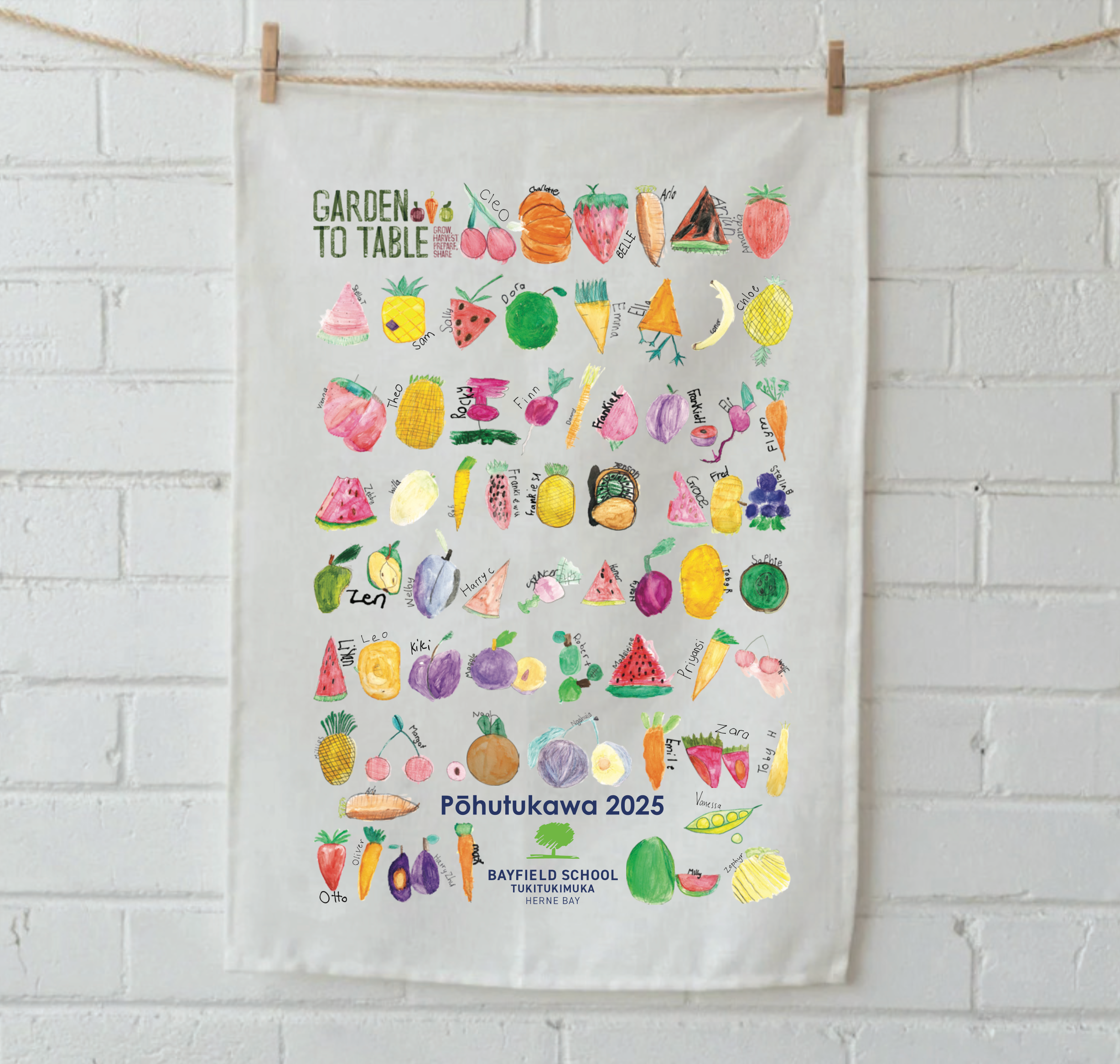 Bayfield School Year 3 Tea Towel - Pre-order - Custom Clothing | T Shirt Printing | Embroidery | Screen Printing | Print Room NZ