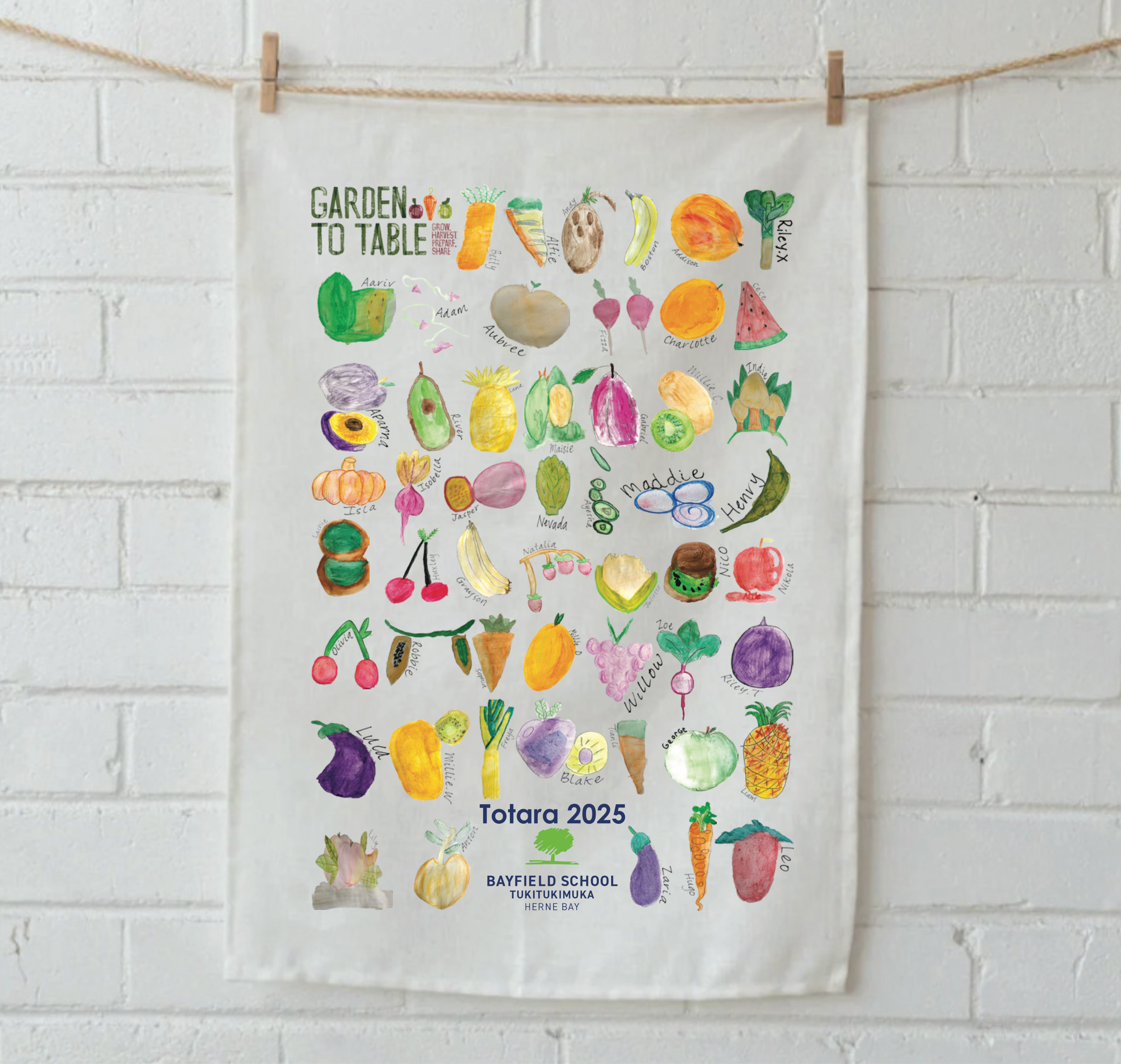 Bayfield School Year 4 Tea Towel - Pre-order - Custom Clothing | T Shirt Printing | Embroidery | Screen Printing | Print Room NZ
