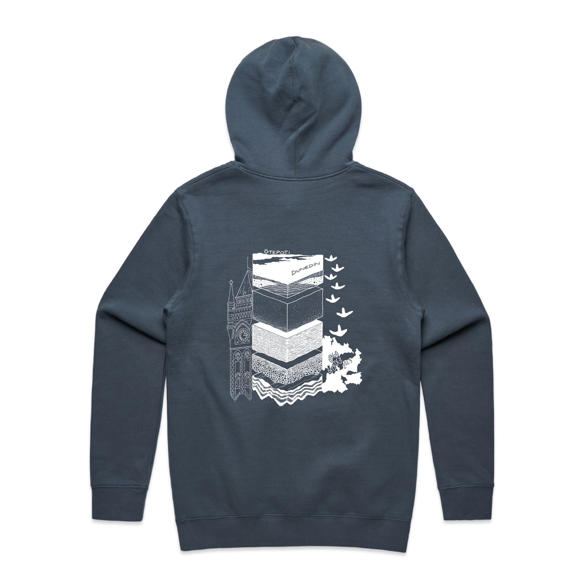 Otago Uni Geological Society 2023 - Stencil Hoodie - Custom Clothing | T Shirt Printing | Embroidery | Screen Printing | Print Room NZ