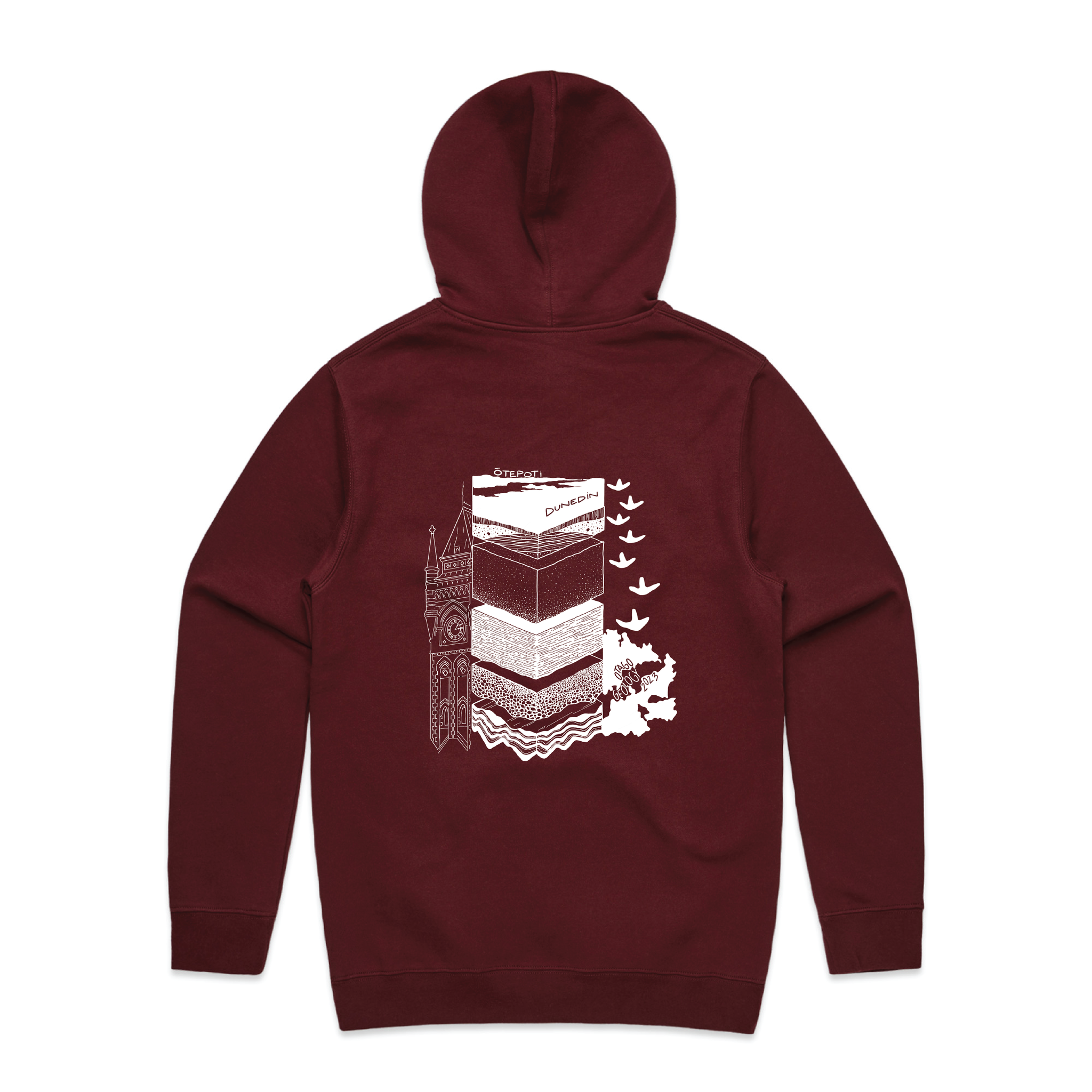 Otago Uni Geological Society 2023 - Stencil Hoodie - Custom Clothing | T Shirt Printing | Embroidery | Screen Printing | Print Room NZ