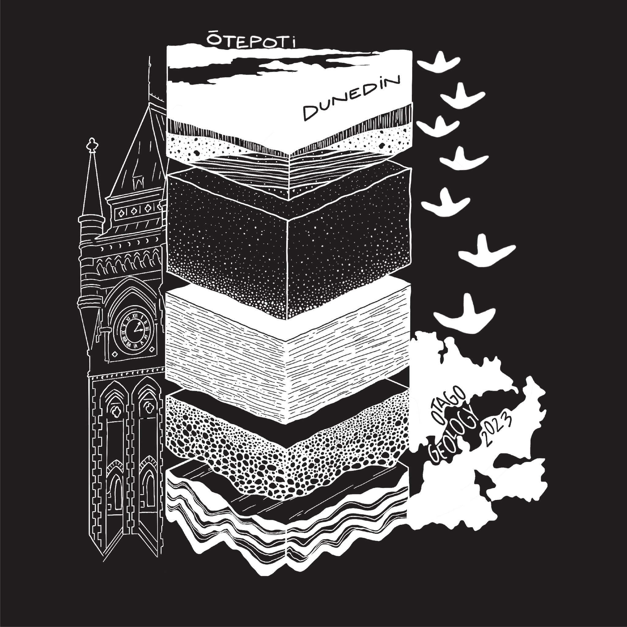 Otago Uni Geological Society 2023 - Staple Tee - Custom Clothing | T Shirt Printing | Embroidery | Screen Printing | Print Room NZ