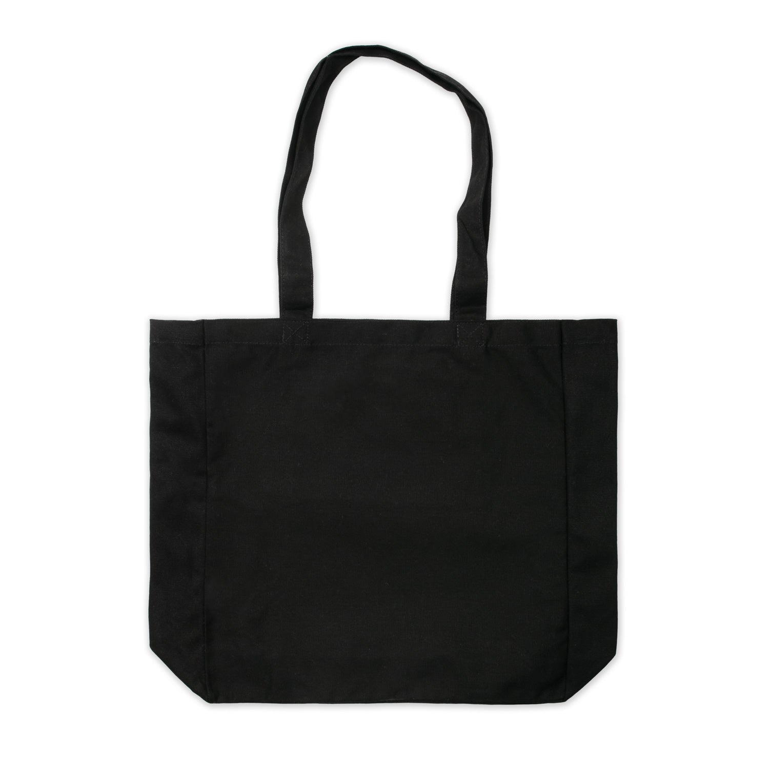Black tote bag on a white background