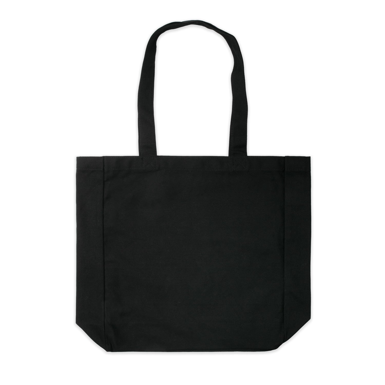 Black tote bag on a white background