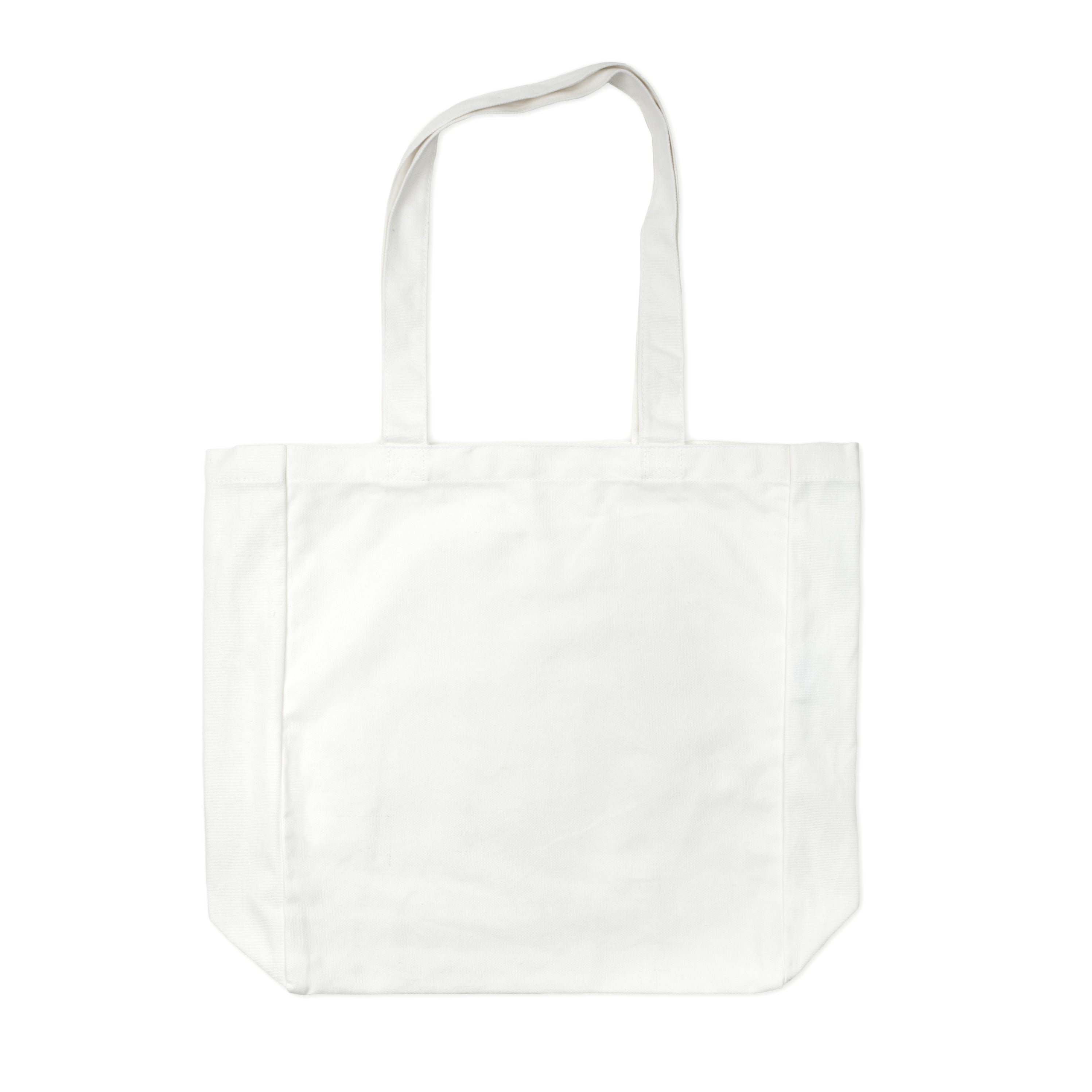 White tote bag on a white background