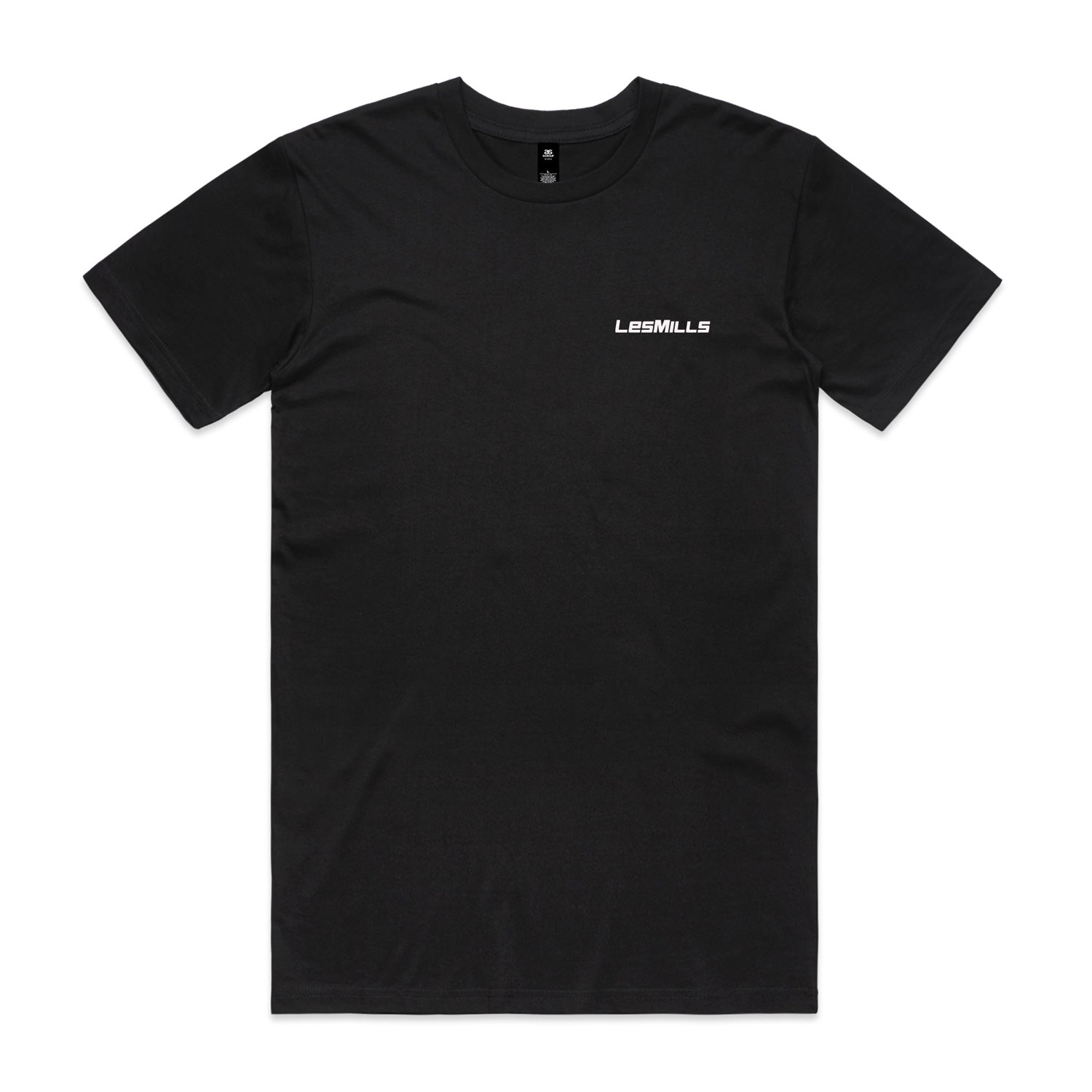 Branded black t-shirt on a white background