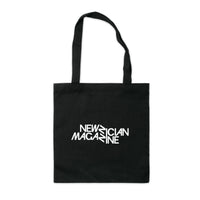 Black tote with white print