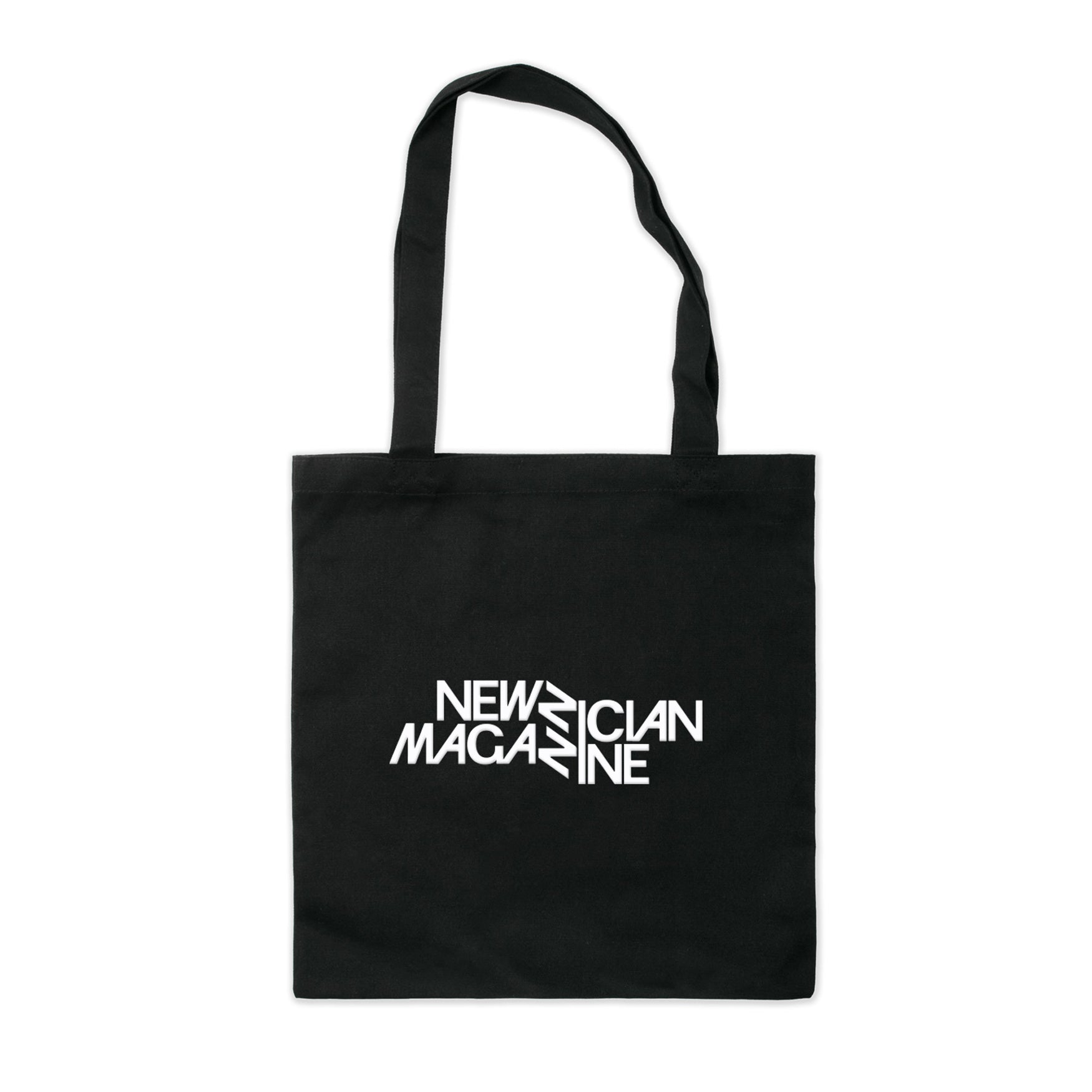 Black tote with white print