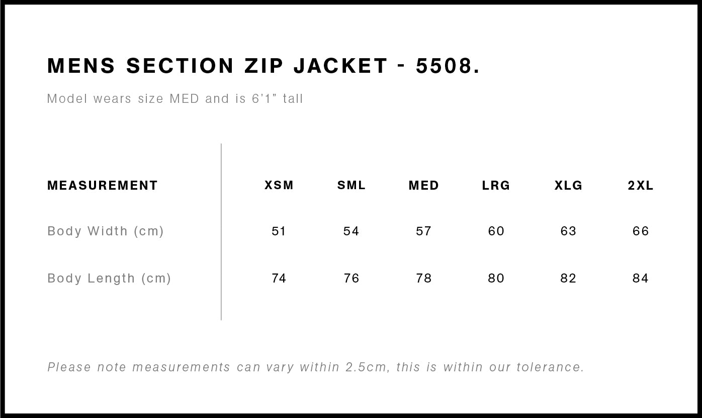 AS Colour | Men's Section Zip Jacket - Custom Clothing | T Shirt Printing | Embroidery | Screen Printing | Print Room NZ