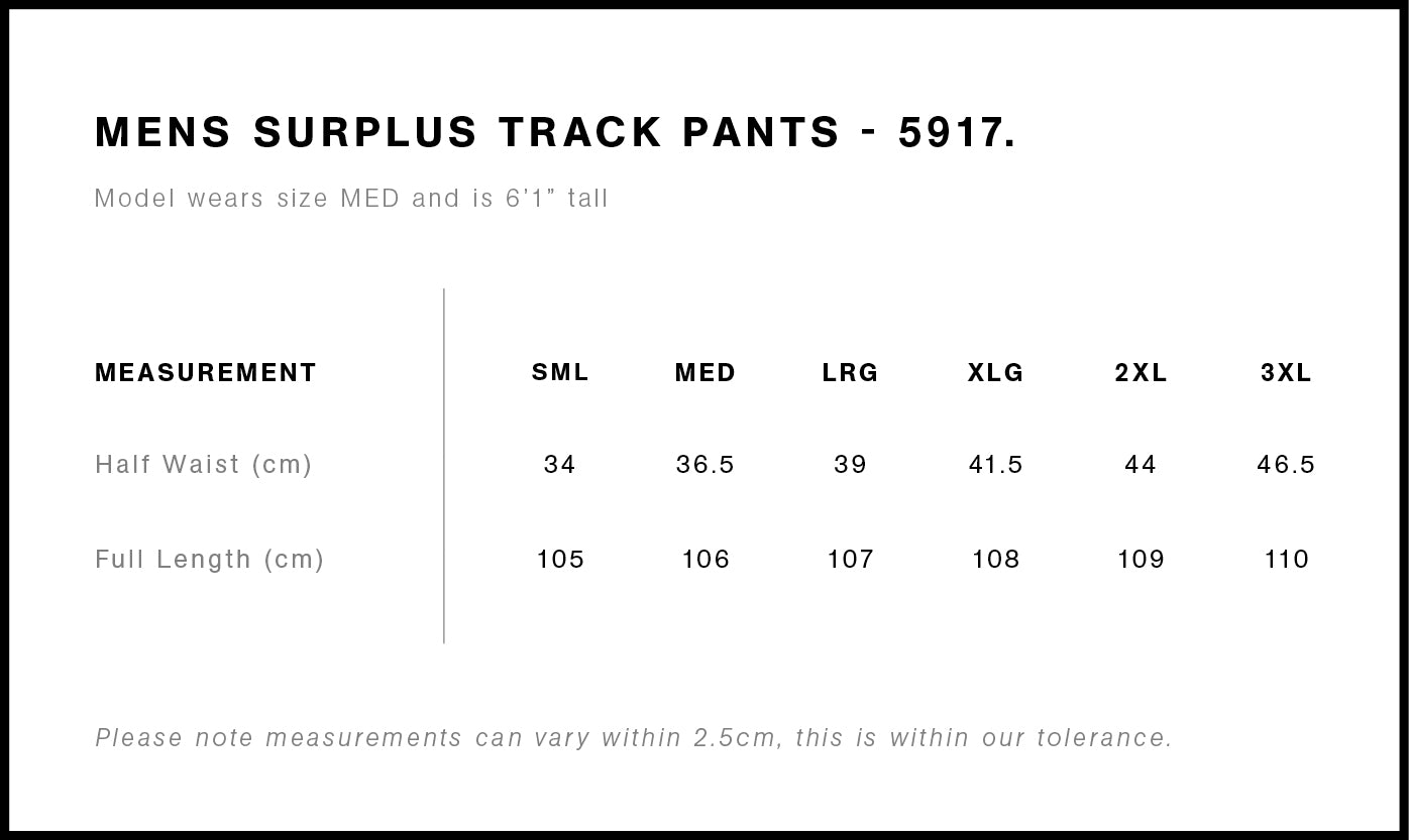 AS Colour | Men's Surplus Track Pants - Custom Clothing | T Shirt Printing | Embroidery | Screen Printing | Print Room NZ