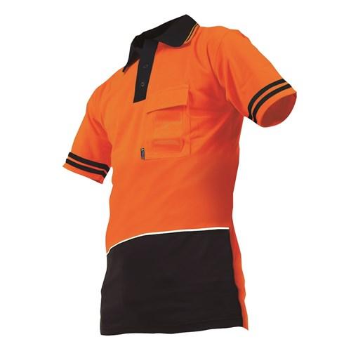 Apparel - Polo Day Only Lightweight Quick-Dry Cotton Backed Orange/Navy (V50POLO)