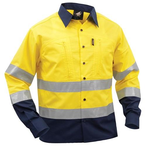 Apparel - Shirt Day/Night 150gsm Cotton Ripstop Yellow/Navy (SNBCORSLW)