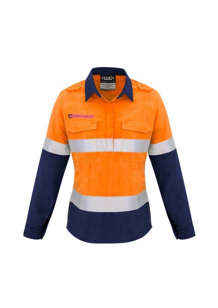 Shirt - Syzmik ZW131 Womens FR Closed Front Hooped Taped Spliced Shirt