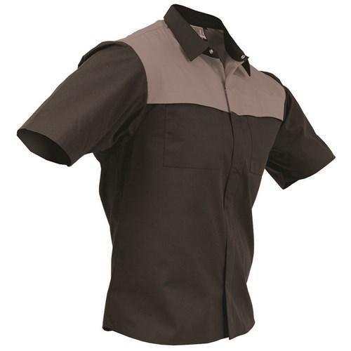 Shirts - Shirt 170gsm Polycotton Contrast Black/Grey (SC0108)