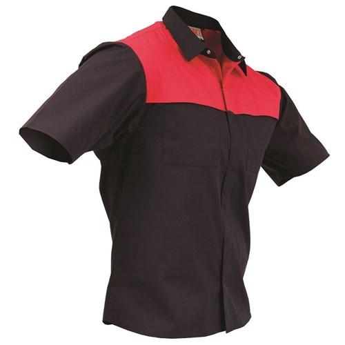 Shirts - Shirt 170gsm Polycotton Contrast Black/Red (SC0108)