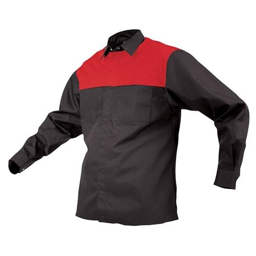 Shirts - Shirt Polycotton Contrast Black/Red (LC0108)