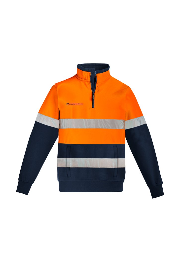 Sweatshirts - Syzmik ZT150 Mens Orange Flame HRC 2 Hoop Taped 1/4 Zip Brushed Fleece