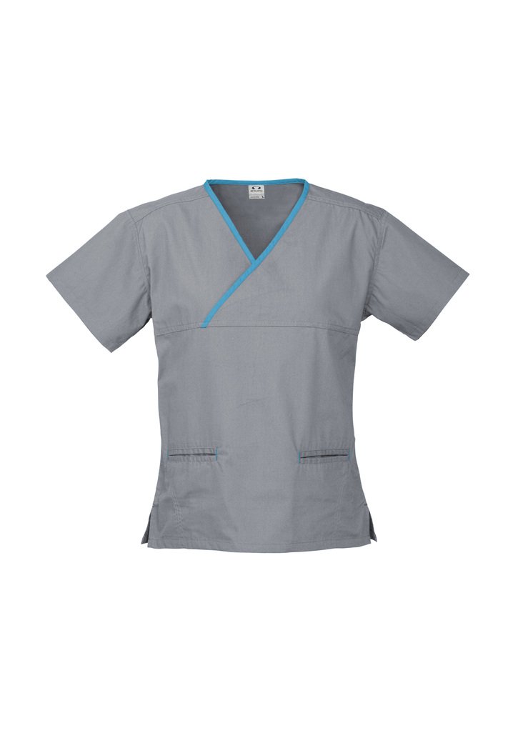 Top - BizCollection H10722 Ladies Contrast Crossover Scrubs Top