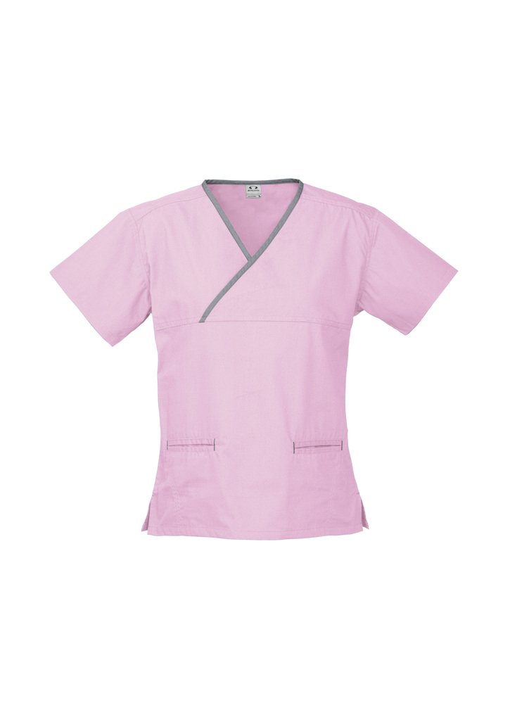 Top - BizCollection H10722 Ladies Contrast Crossover Scrubs Top